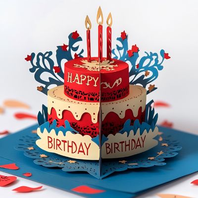 अच्छी कीमत 3 डी जन्मदिन केक के आकार में आधुनिक रचनात्मक ग्रीटिंग कार्ड के लिए विभिन्न डिजाइन रचनात्मक और आधुनिक ऑनलाइन